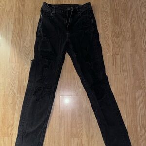 American Eagle Outfitters Black Skinny Distressed Jeans